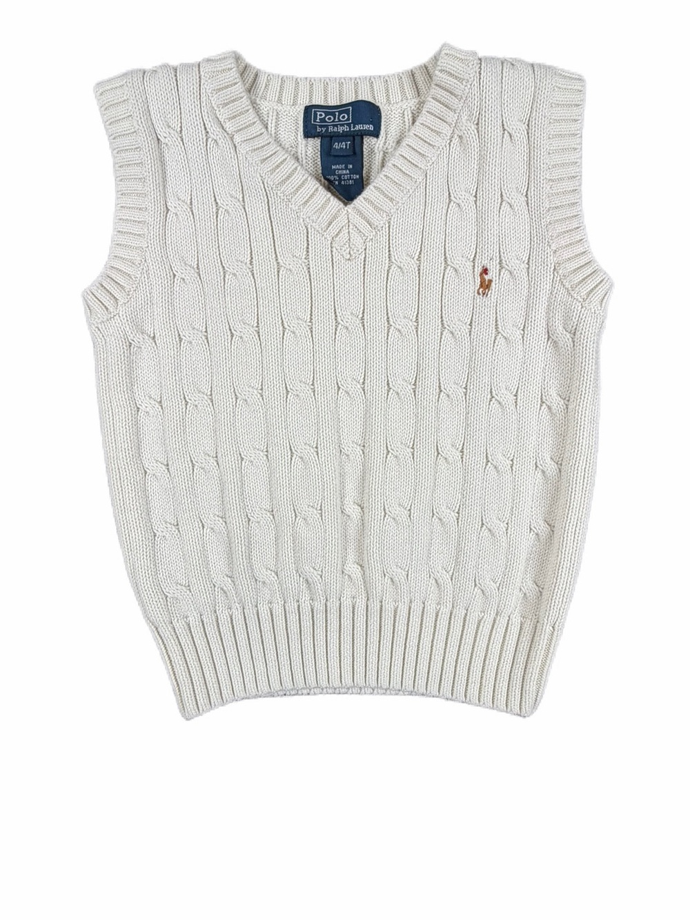 POLO Ralph Lauren Ivory Cable Knit Vest - 4/4T